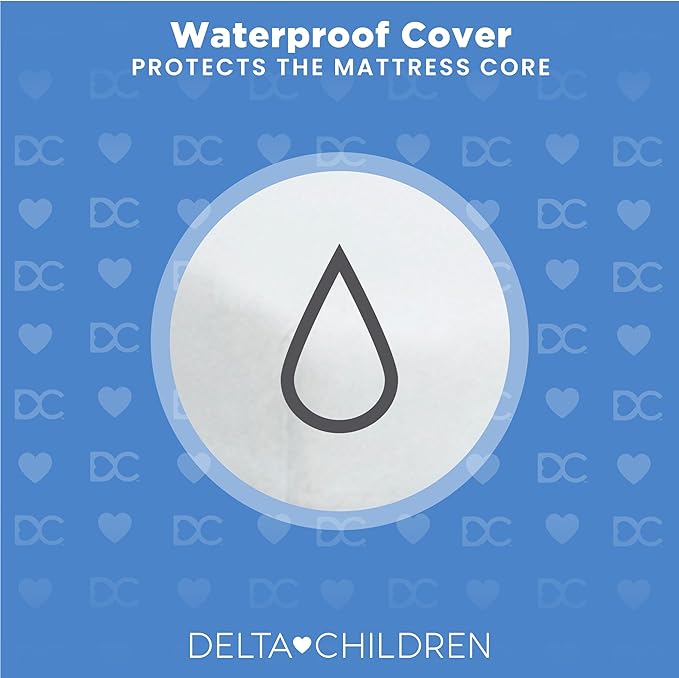 Delta Children Twinkle Stars Limited Premium Recycled Fiber Core Crib and Toddler Mattress - Waterproof Cover - GREENGUARD Gold Certified - Trusted 7 Year Warranty - Made in USA