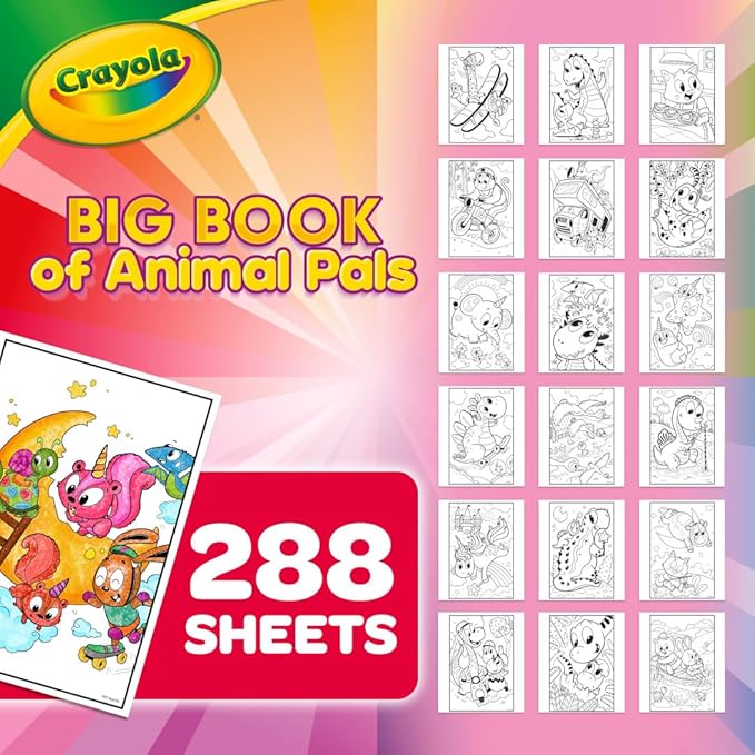 Crayola Coloring Book, Big Book of Animal Pals, 288 Coloring Pages, Gift for Kids, Age 3, 4, 5, 6