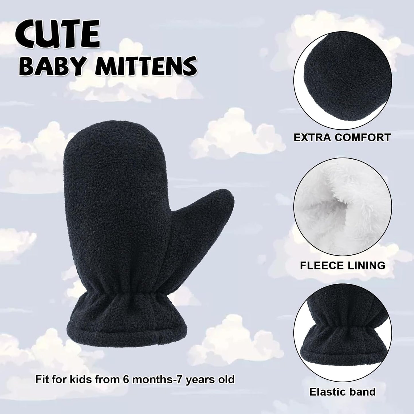 BAVST Baby Toddler Winter Mittens Girls Warm Fleece Lined Gloves Kids Sherpa Lined Mittens for Boys