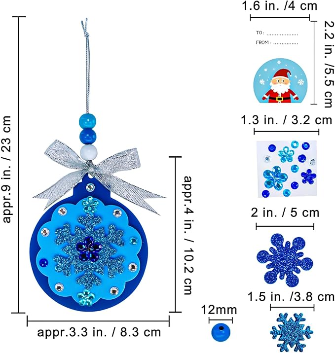 Winlyn 24 Sets Christmas Craft Kits Winter Crafts DIY Snowflake Baubles Ornaments Decorations Snowflake Foam Stickers Christmas Arts and Crafts for Kids Holiday Classroom Art Activities Party Favors