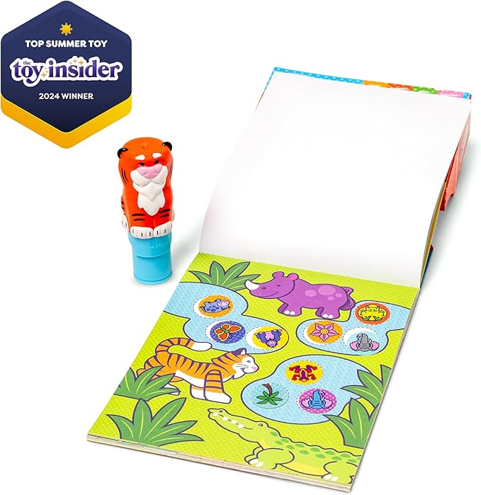 Melissa & Doug Sticker Wow!™ 24-Page Activity Pad and Sticker Stamper, 300 Stickers, Arts and Crafts Fidget Toy Collectible Character – Tiger Creative Play Travel Toy for Girls and Boys 3+