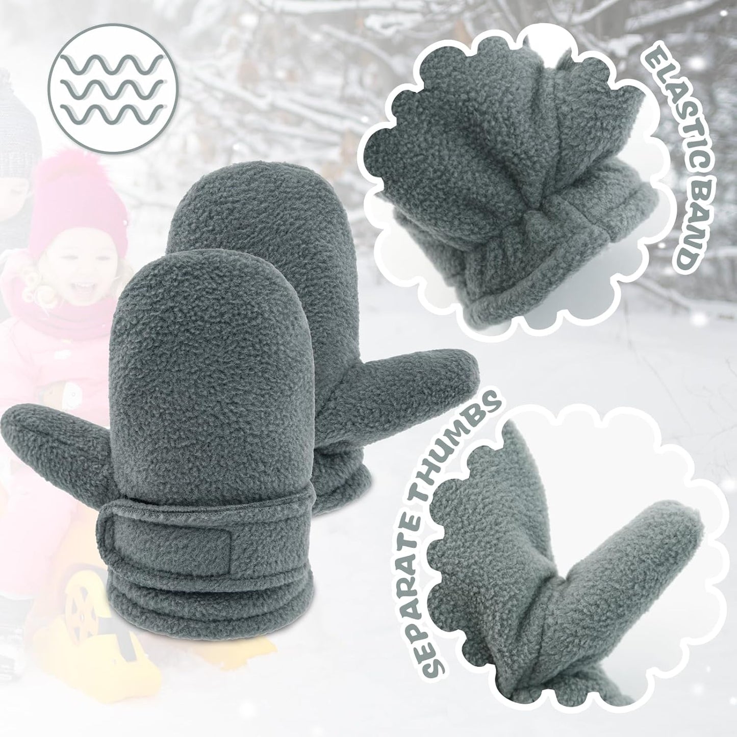 BAVST Baby Toddler Winter Mittens Girls Warm Fleece Lined Gloves Kids Sherpa Lined Mittens for Boys