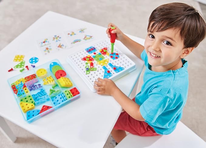 Kidoozie Create & Construct Building Kit, S.T.E.A.M Mosaic Art Activity for Children Ages 3+