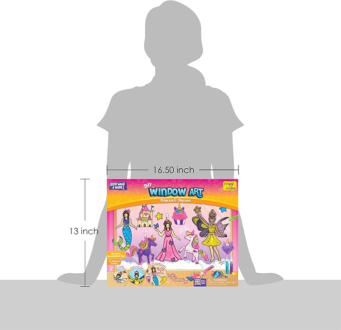 Imagimake Window Art Princess & Unicorn | Suncatcher Kit | Unicorn Toys for Girls Age 5-8 | Craft Kits for Girls Ages 8-12 | Gifts for 5 Year Old Girls