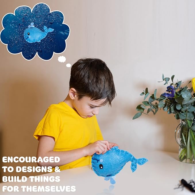 MOMOTOYS Kids Sewing Kit for Kids, Fun & Educational Mermaid and Sealife Sew Craft Set for Boys and Girls Ages 8-12, Complete Beginner Sewing Kit with Felt Plushie for Creative DIY Projects