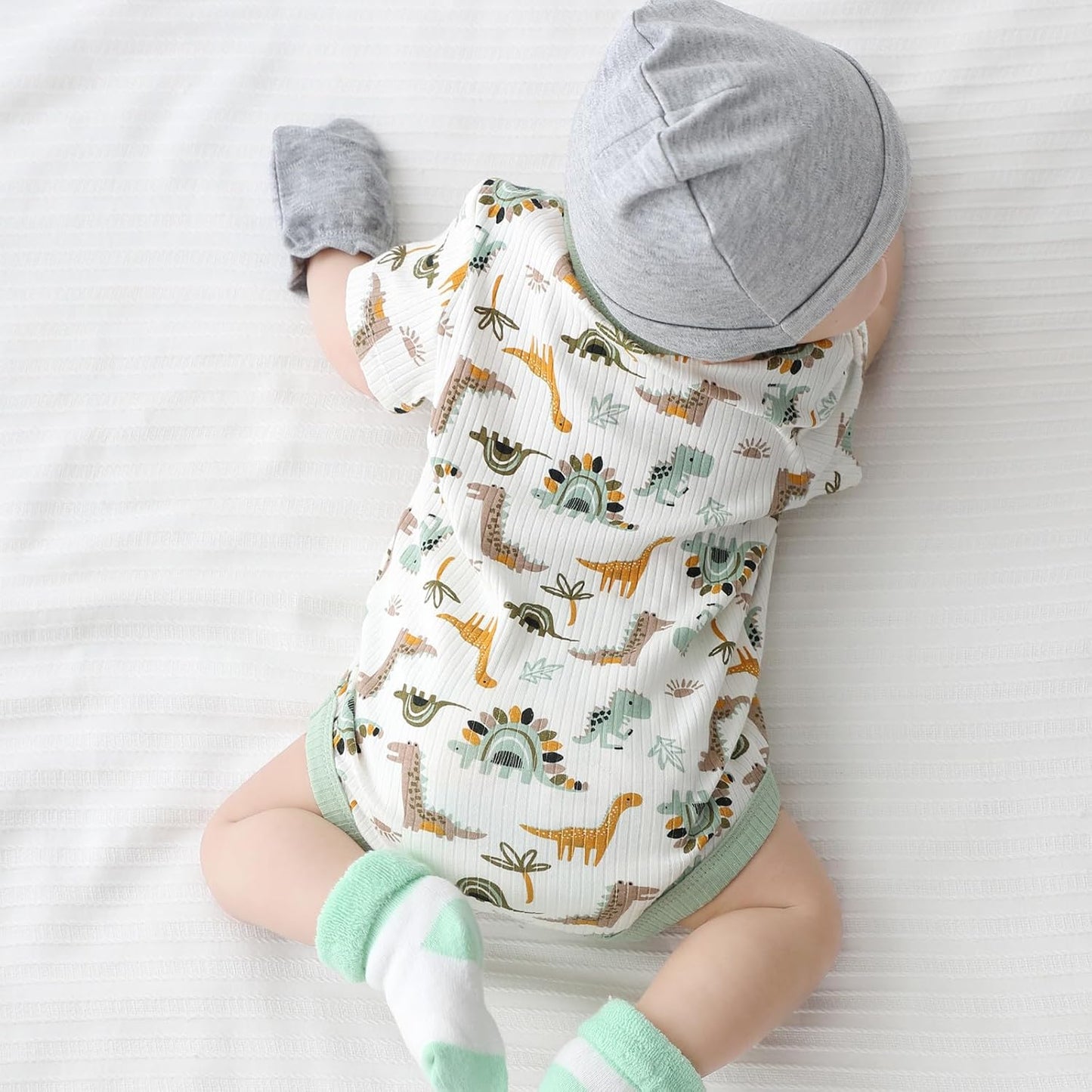 Newborn Baby Short Sleeve Bodysuit Cotton One-Piece Baby Clothes 5-Pack, 0-12 Months