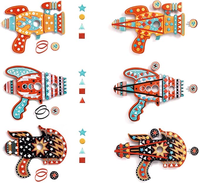 Djeco-US Kosmik Token Launchers - Makes 3 Arts & Crafts for Ages 6 to 9