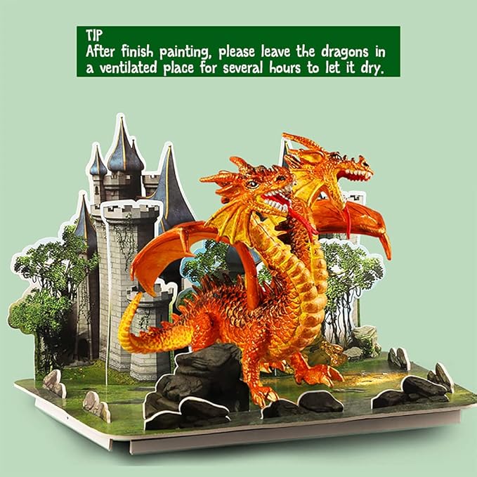 ARTLYMERS Kids Crafts, DIY 3D Dragon Painting Toys with 13 Color Educational Toy Painting Set Paint Your Own Gift Art and Craft Kit for Kids Boys Girls 3 4 5 6 7 8 9 Year Old
