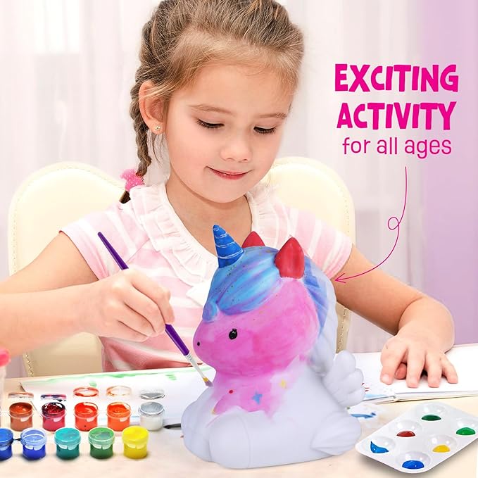 Paint Your Own Unicorn Lamp Kit, Art Supplies Arts & Crafts Kit, Painting kit for Kids 6-12, Arts and Crafts for Kids Ages 8-12, Toys Girls Boy Birthday Gift Ages 3 4 5 6 7 8 9 10 11 12+