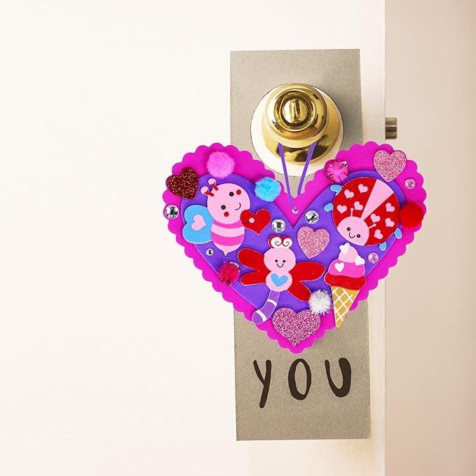 Winlyn 24 Sets Valentine's Day Heart Ornaments Decorations DIY Heart Ornaments Valentine Craft Kits Assorted Foam Heart Shape Stickers Googly Eyes for Kids Classroom Activity Gift Exchange Art Project