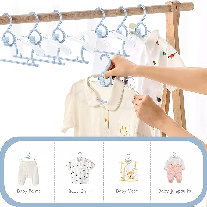 Baby Nursery Closet Hangers, Non-Slip Laundry Infant Pant Hangers for Newborn Clothes - JSF20pcs Adjustable Children Coat Hanger for Girl Boy Toddler Kids Child