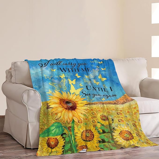 Sunflower Blanket Sunflower Gifts for Women Throw Blanket Bedding Decor Sunflower Decorations Plush Lightweight Warm Soft Thick Flannel Fleece Blanket for Bed Office Sofa Couch 60"X80"