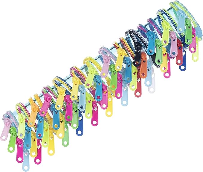 UpBrands Fidget Toys Zipper Bracelets Double Tour, Party Favors for Kids, Quiet Classroom Prizes, School Classroom Rewards, Goodie Bags, Easter Egg and Pinata Fillers, Students Incentives (Bi-color)