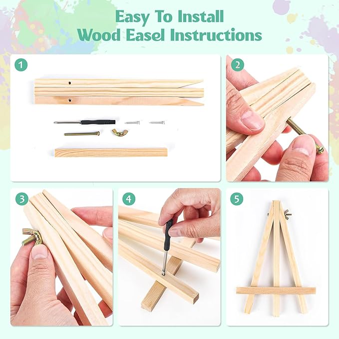 MISCER 4 Pack Animals Paint by Numbers for Adults Beginner, Paint by Number Kits with Easel, DIY Acrylic Oil Painting Suitable for Home Decoration (8 * 12 Inch)