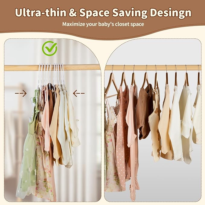 Baby Hangers, Kids Hangers, 70 PCS Baby Clothes Hangers,White Hangers for Kids Toddlers and Children,11.4" Plastic Hangers for Kids, Toddler Hangers with Protect Collar Non-Distorting from Stretching