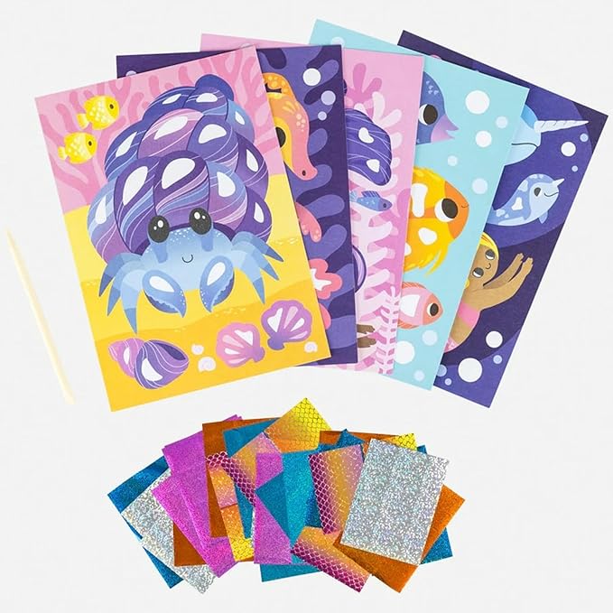 Tiger Tribe: Foil Art - Ocean Magic - Activity Set, Foil Sheets, Art Cards, Ocean Themed Illustrations, Create Underwater Wonderland, Kids Ages 5+