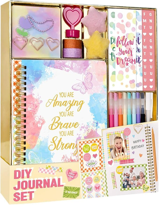 Nollh Gifts for 8 9 10 11 12 Year Old Girl - DIY Journal Kit for Teen Tween Girls, Stationary Scrapbook & Diary Supplies Set, Girl Gifts Arts and Crafts Stuff, Toys for Ages 8-13
