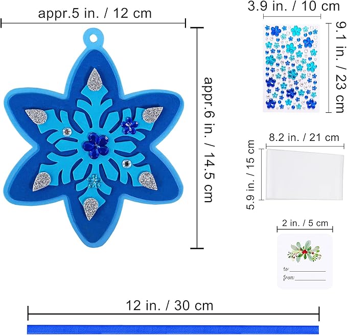 Winlyn 24 Sets Christmas Craft Kits Winter Crafts DIY 3D Snowflake Ornaments Decorations Art Sets Assorted Snowflake Christmas Foam Stickers for Kids Holiday Home Classroom Activities Party Favors