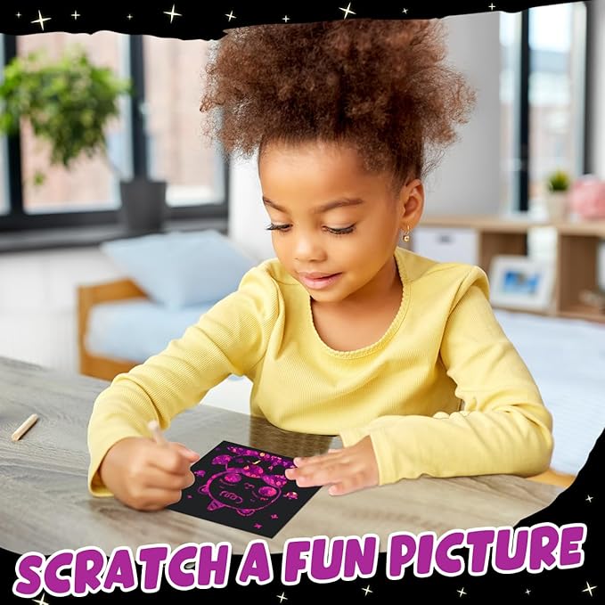 ZMLM Rainbow Scratch Art Paper Mini Note for Kids Gifts Ages 4-8 Bulk Craft Supplies for Teen Girls Boys Easter Basket Stuffers Birthday Classroom Party Games Toy Valentines Day Gift(Rose)