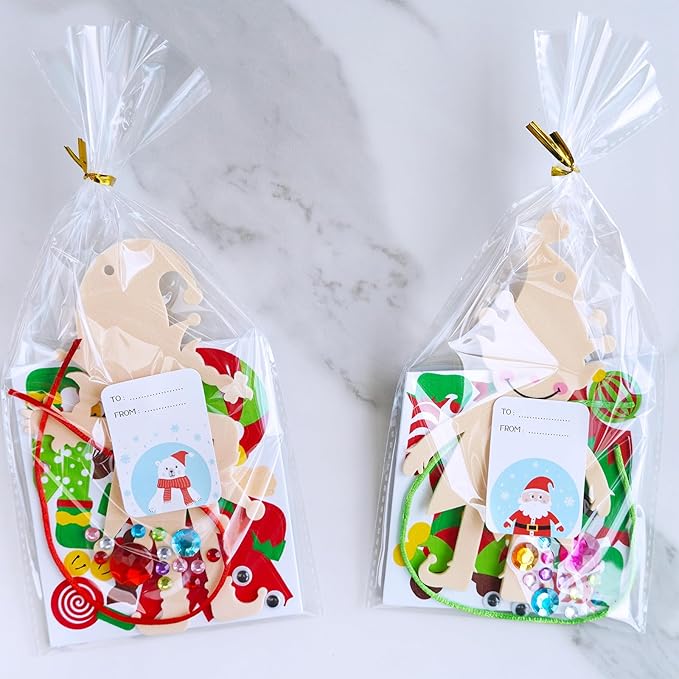Winlyn 24 Sets Christmas Craft Kits Winter Crafts DIY Santa's Helper Elf Ornaments Decorations Arts Sets Elf Christmas Foam Stickers for Kids Holiday Festive Home Classroom Activities Party Favors