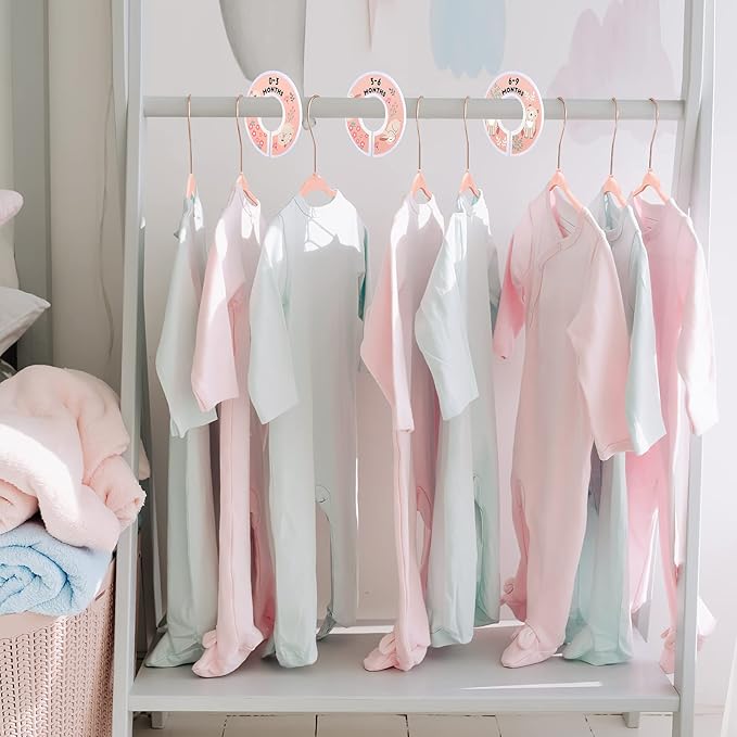 Baby Hangers, VIS'V 11 Inch Pink Velvet Kids Hangers with 6 Pcs Size Dividers Non Slip Nursery Children Closet Clothes Hangers for Infant Toddler Girls and Boys 30 Pcs