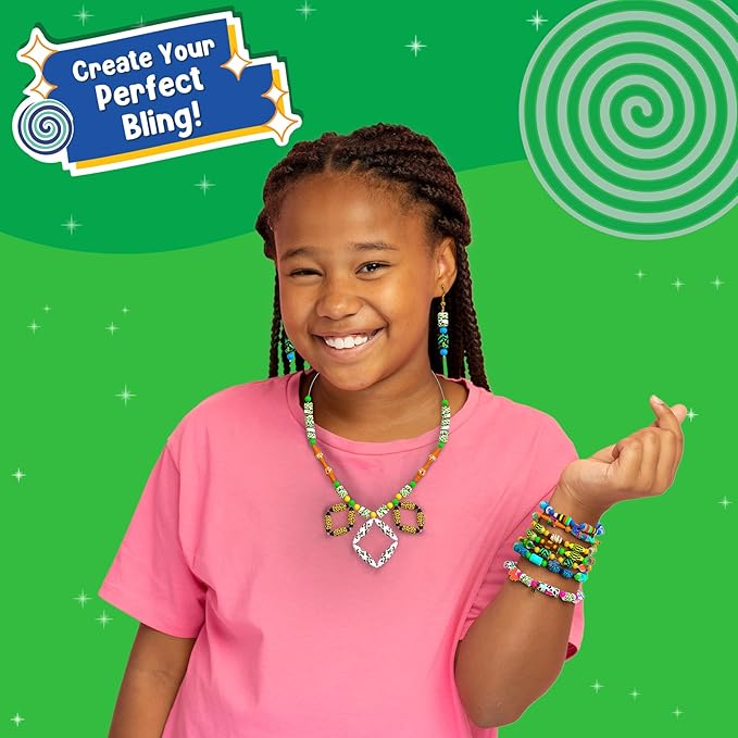 Skillmatics Craft Activity - Roll-Up Beads Jungle Party DIY Kit, 500+ Charms & Beads, Create 40+ Necklaces, Earrings and Bracelets, Gifts for Tweens and Girls, Ages 6, 7, 8, 9, 10, 11, 12, 13