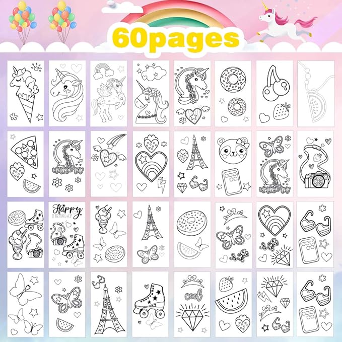 Unicorn Coloring Book Set with Coloring Pages & Colored Pencils, Art Supplies for Kids Ages 4-6-8, Arts Crafts Travel Coloring Kit for Girls 4 5 6 7 8 Year Old Birthday Gift