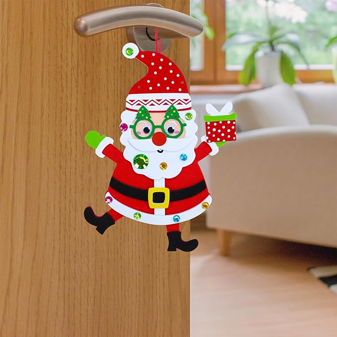 Winlyn 24 Sets Christmas Craft Kits Winter Crafts DIY Christmas Santa Ornaments Decorations Arts Sets Foam Santa Christmas Stickers for Kids Holiday Festive Home Classroom Activities Party Favors