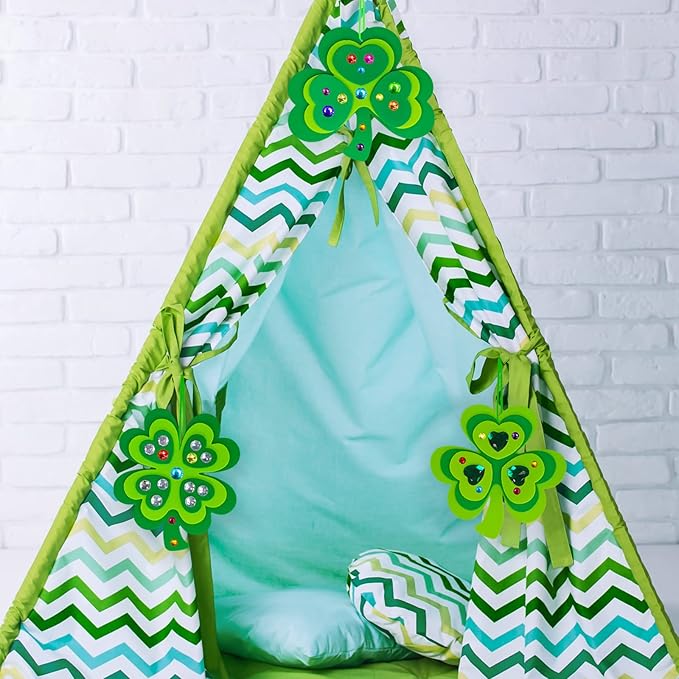 Winlyn 24 Sets St. Patrick's Day Shamrock Ornaments Decorations DIY St. Pat's Craft Kits Assorted Foam Lucky Shamrock Four-Leaf Clover Stickers for Kids Classroom Activities Party Favors Art Project