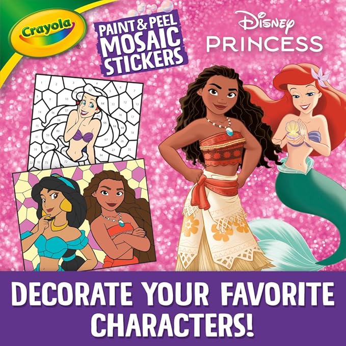 Crayola Paint & Peel Mosaic Stickers (20+ Pcs), Paint by Number for Kids, Mosaic Arts & Crafts, Kids Washable Paint, Sticker Sheet