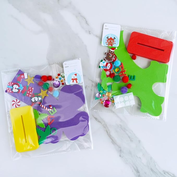 Winlyn 18 Sets Christmas Craft Kits DIY Christmas Stand-up Cross Decorations Art Sets Snowman Snowflake Christmas Foam Stickers Arts and Crafts for Kids Party Classroom Sunday School VBS Activities