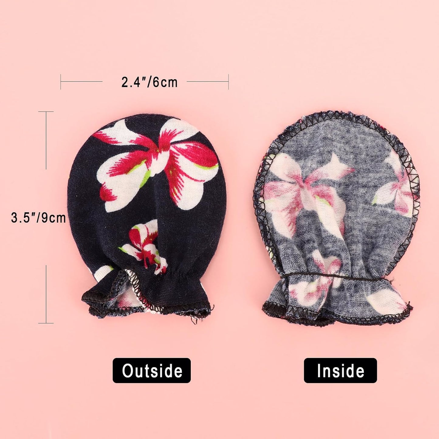 Newborn Baby Mittens No Scratch Cotton Elastic Wrist Gloves Infant Toddler Mittens for Baby Boy Girl 0-6 Months