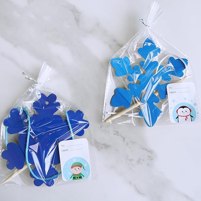 Winlyn 56 Sets 8 Styles Magic Color Scratch Blue Snowflake Ornaments Decorations Scratch Art Christmas Craft Kits Winter Crafts for Kids Holiday Seasonal Home Classroom Activities Party Favors