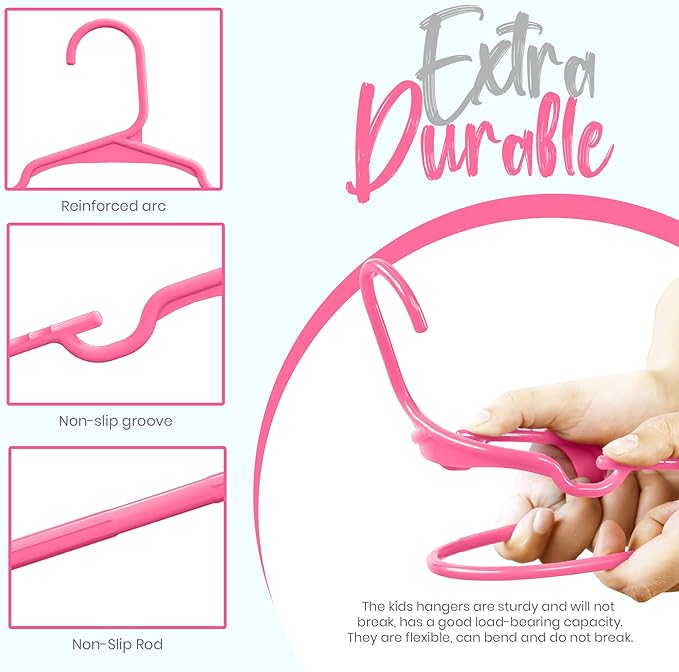 Utopia Home 40 Pack Kids Hangers - 11.5 Inch Plastic Baby Hangers for Closet - Childrens Hanger for Clothes & Infant Hanger for Closet - Ideal for Everyday Standard Use (Pink)
