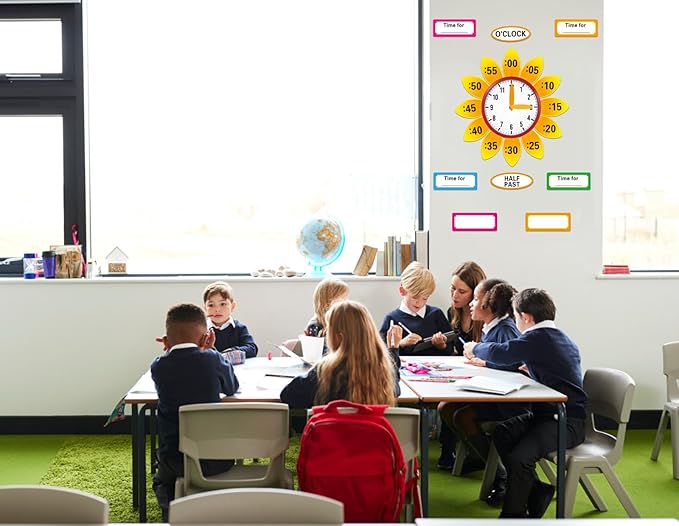 WhatSign Telling Time Bulletin Board Decorations 38Pcs Telling Time Bulletin Board Set Learning to Tell Time Clock Cutouts Telling Time Teaching Clock for Kids Classroom Must Have Teacher Supplies