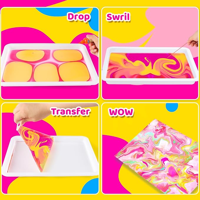 Water Marbling Paint for Kids, Art Supplies for Kids,Arts and Crafts for Girls Boys Ages 8-12 6-8 3-5, Birthday Gifts Toys for Girls 3+ Years Old