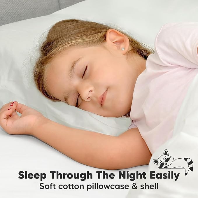 Toddler Pillow with Pillowcase - 13x18 My Little Dreamy Pillow, Organic Cotton Toddler Pillows for Sleeping, Kids Pillow, Travel Pillows, Mini Pillow, Nursery Pillow, Toddler Bed Pillow (Pearl Gray)