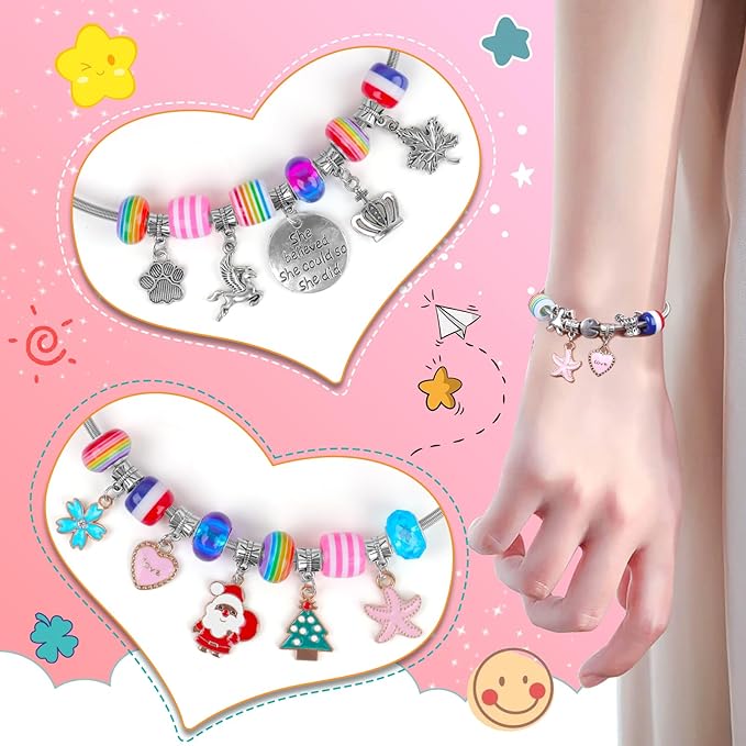 HYASIA Charm Bracelet Making Kit & Unicorn Gifts for Girls, Kids Toys Arts Crafts for Girls Age 8-12, Jewelry Making Supplies Set, The Perfect Gifts for Girls Birthday Party Game Children Christmas