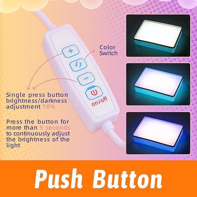 PreTrans Sand Painting Light Box – Kids’ Light Table for Creative Art, 3 Color Temperatures & 10 Brightness Levels, Classroom & Home Use - Blue