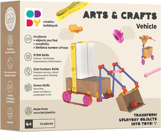 Oddy Arts & Crafts Creative Vehicle Building Kit - Eco-Friendly STEM Toy Set for Kids 4+