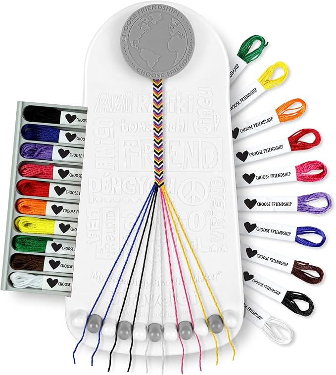 Choose Friendship My Friendship Bracelet Maker, 20 Pre-Cut Threads (Craft Kit/Kids Jewelry Kit) - Neutral