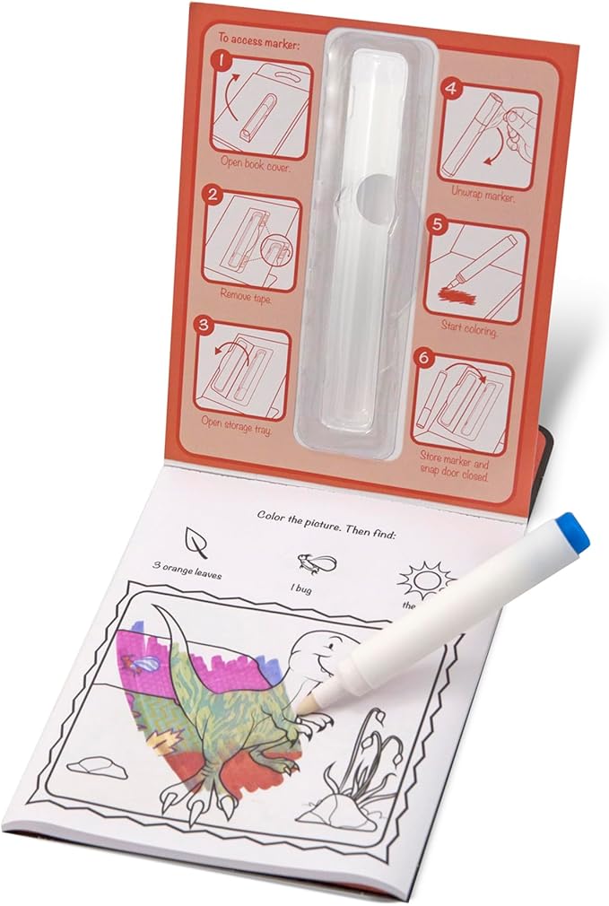 Melissa & Doug On the Go ColorBlast! Travel Activity Book With No-Mess Marker - Dinosaur - FSC Certified