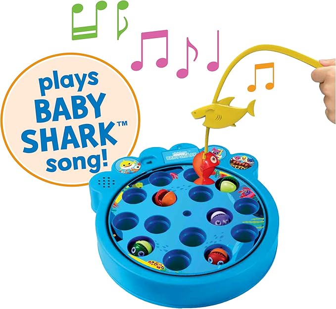 Spin Master Games, Pinkfong Baby Shark Let's Go Hunt Musical Fishing Game with Sound, Preschool Educational Toy, for Fans of Baby Shark & Kids Who Love Music, 2-4 Players, for Ages 4 & Up