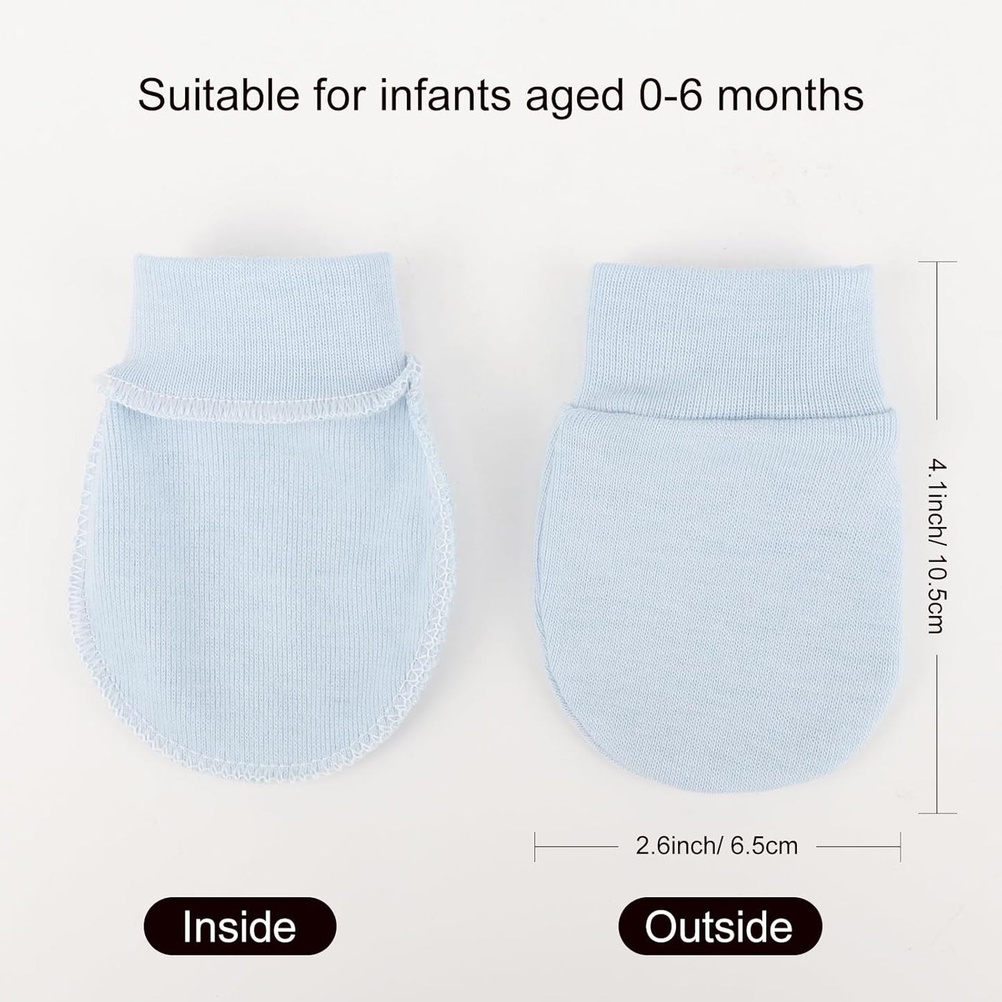 BQUBO 6 Pairs Newborn Baby Boys Girls Mittens 0-6 Months Unisex-Baby Infant Mittens Elastic No Scratch Wrist Gloves