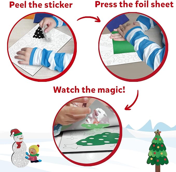 Skillmatics Art & Craft Activity - Foil Fun Holiday Magic, No Mess Art for Kids, Christmas Craft Kits & Supplies, DIY Creative Activity, Gifts for Boys & Girls Ages 4, 5, 6, 7, 8, 9