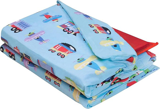 Wildkin Kids Nap Mat Cover for Boys & Girls, Sewn-in Flap Design Rest Mat Cover, Perfect for Preschool, Fits Our Vinyl Nap Mat up to 1.5 Inches Including Basic Sleep Mat (Trains, Planes & Trucks)