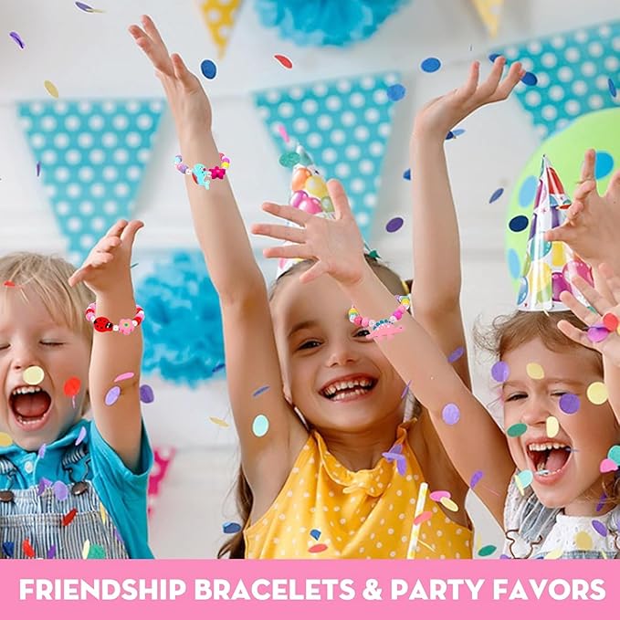 Wooden Bracelets for Girls Party favors Dress up Unicorn Mermaid Rainbow Heart Pendant Cute Friendship Stretchy Costume Jewelry Set Gift Play Party Favors (Animal)
