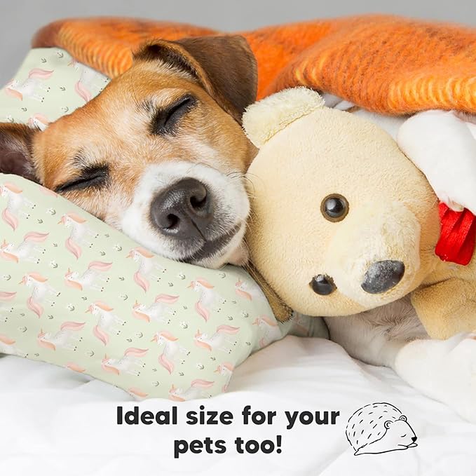 Toddler Pillow with Pillowcase - 13x18 My Little Dreamy Pillow, Organic Cotton Toddler Pillows for Sleeping, Kids Pillow, Travel Pillows, Mini Pillow, Nursery Pillow, Toddler Bed Pillow (Grace)