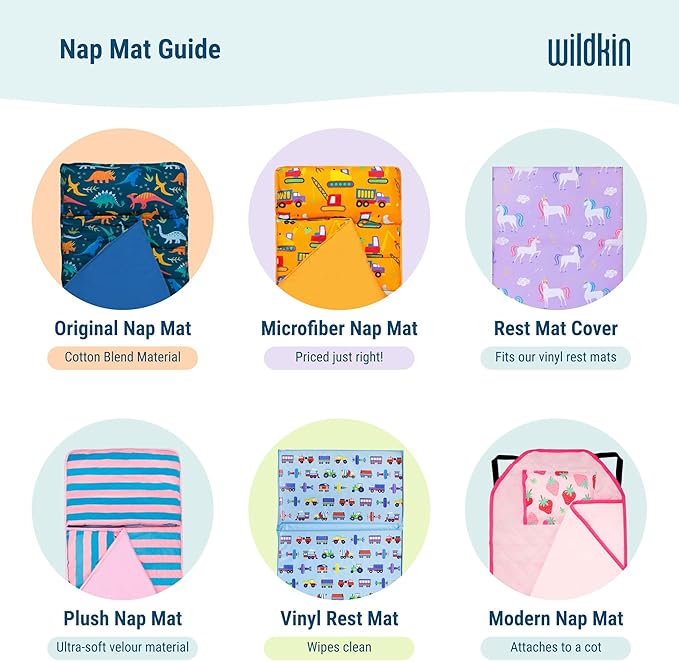 Wildkin Kids Nap Mat Cover for Boys & Girls, Sewn-in Flap Design Rest Mat Cover, Perfect for Preschool and Daycare, Fits our Vinyl Nap Mat up to 1.5 Inches Including Basic Sleep Mat (Butterfly Garden)