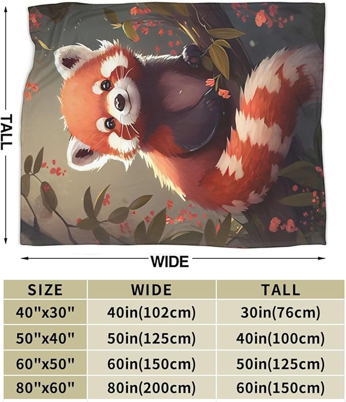 Red Panda Throw Blanket Cute Red Panda Plush Fleece Soft Cozy Red Panda Gifts Blanket for Kids Girls Adults Couch Bed Chair Office Dorm Decor 40''X50''